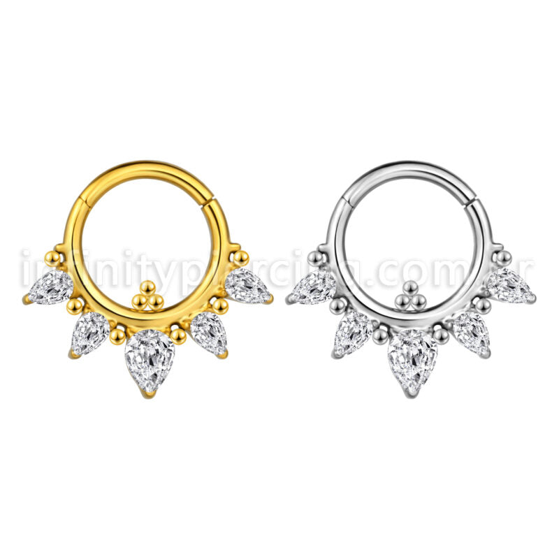 Piercing Argola Aço Cirúrgico Segmento Articulado Zircônia Oval